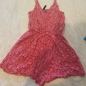 Divided red and white romper